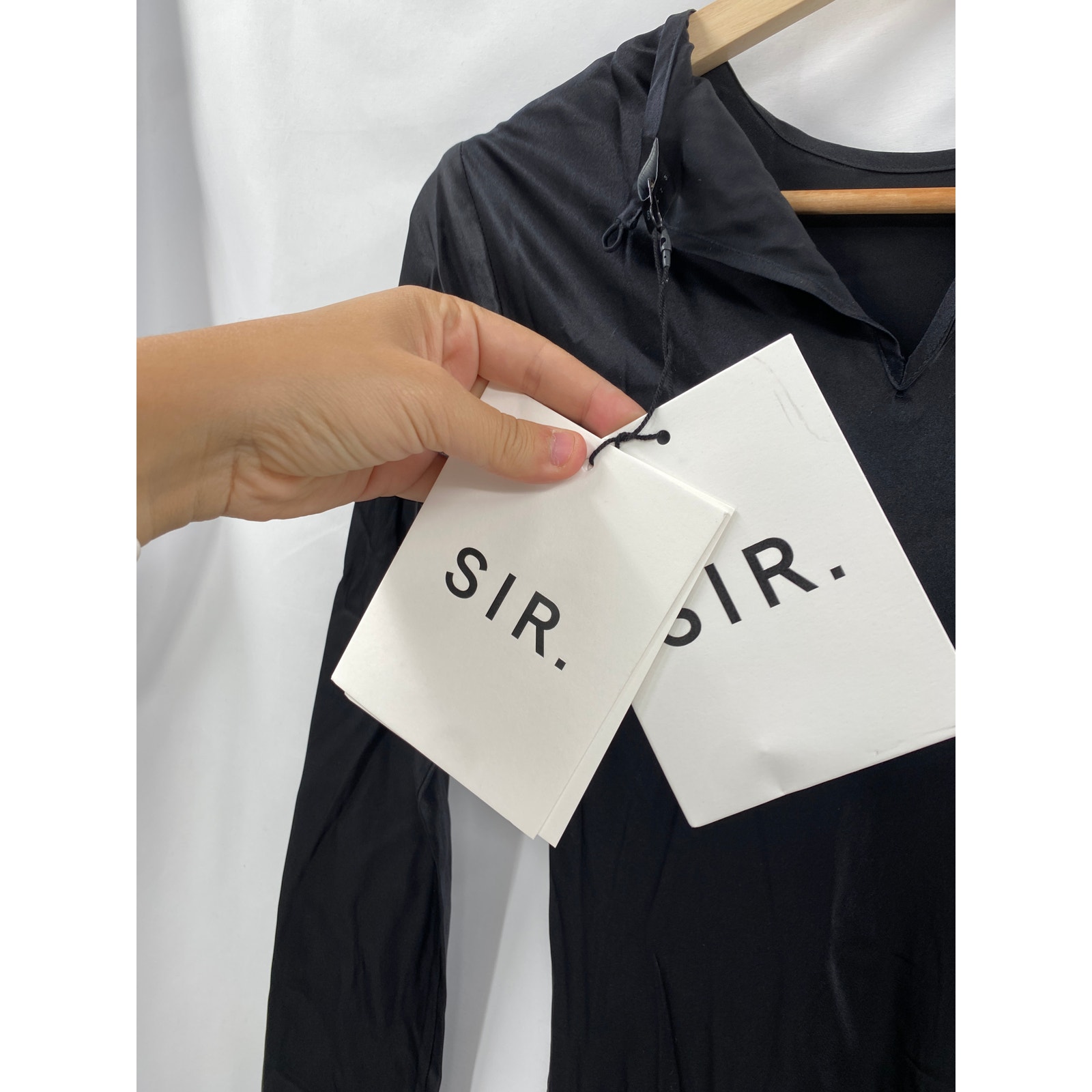 Sir. 2 Black 100% Silk Long Sleeve Soleil Maxi Dress — image 7 of 8
